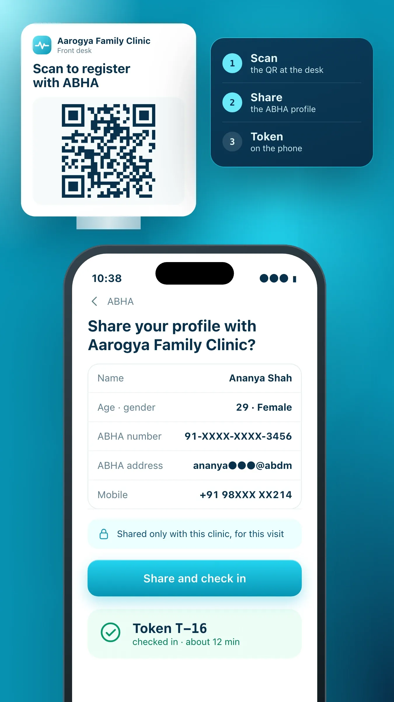 Registering at the desk with ABHA Scan and Share
